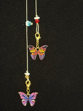 Load image into Gallery viewer, Jeweled XTension Limited Edition Repositionable Multi Color Faceted Crystals White Glass Flowers on Blonde Unbreakable Thread Bonus Matching Portable Instant END-ITs (2 Ornate Butterflies)