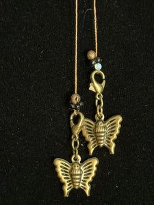 Jeweled XTension Limited Edition Repositionable Black Glass Flowers Gemstone Centers on Dark Blonde Unbreakable Thread Bonus Matching Portable Instant END-ITs (2 Butterflies)