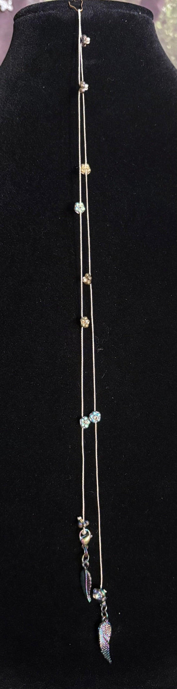 Jeweled XTension Limited Edition Repositionable Subtle Multi Colored Glass Flowers on Blonde Unbreakable Thread Bonus Matching Portable Instant END-ITs (2 Feathers)