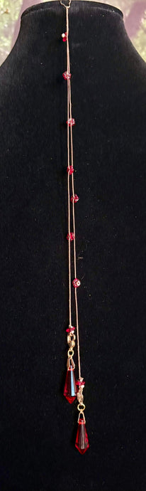 Limited Edition Jeweled XTension Repositionable Red Glass Flowers Gemstone Centers on Dark Blonde Unbreakable Thread Bonus Matching Portalble Instant END-ITs (2 Faceted Glass Crystal Drops)