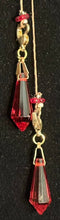Load image into Gallery viewer, Limited Edition Jeweled XTension Repositionable Red Glass Flowers Gemstone Centers on Dark Blonde Unbreakable Thread Bonus Matching Portalble Instant END-ITs (2 Faceted Glass Crystal Drops)
