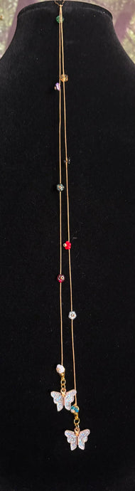 Limited Edition Jeweled XTension Repositionable Multi Colored Glass Flowers Gemstone Centers on Dark Blonde Unbreakable Thread Bonus Matching Portable Instant END-ITs (2 Ornate Butterflies)