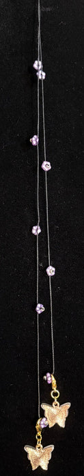 Limited Edition Jeweled XTension Repositionable Subtle Multi Colored Glass Flowers Gemstone Centers on Dark Blonde Unbreakable Thread Bonus Matching Portable Instant END-ITs (2 Ornate Butterflies)