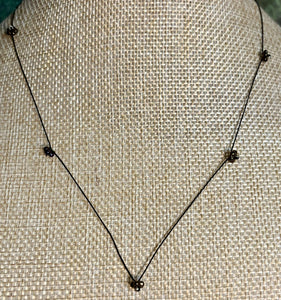Jeweled XTension Limited Edition Repositionable Black Glass Flowers on Black Unbreakable Thread