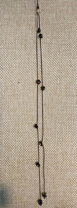Jeweled XTension Limited Edition Repositionable Black Glass Flowers on Black Unbreakable Thread