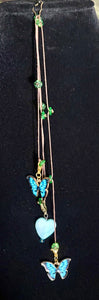 Jeweled XTension Limited Edition Repositionable Teal Glass Flowers on Dark Blonde Unbreakable Thread Bonus Matching Portable Instant END-ITs (2 Ornate Butterflies)