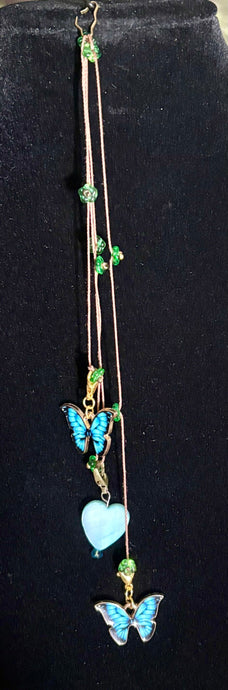 Limited Edition Jeweled XTension Repositionable Teal Glass Flowers on Dark Blonde Unbreakable Thread Bonus Matching Portable Instant END-ITs (2 Ornate Butterflies)