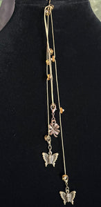 Limited Edition Jeweled XTension Repositionable Golden Glass Flowers on Blonde Unbreakable Thread Bonus Portable Instant END-ITs (2 Butterflies)