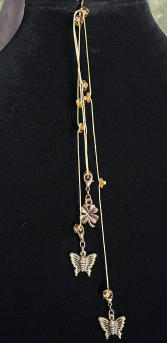 Limited Edition Jeweled XTension Repositionable Golden Glass Flowers on Blonde Unbreakable Thread Bonus Portable Instant END-ITs (2 Butterflies)