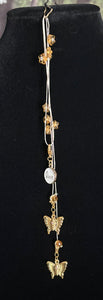 Limited Edition Jeweled XTension Repositionable Golden Glass Flowers on Blonde Unbreakable Thread Bonus Portable Instant END-ITs (2 Butterflies)