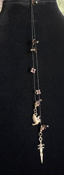 Designer Edition Jeweled XTension Repositionable Champagne Faceted Crystal Buds on Black Unbreakable Thread Bonus Portable Instant END-ITs (2 Horses) or (Dove & Sword)