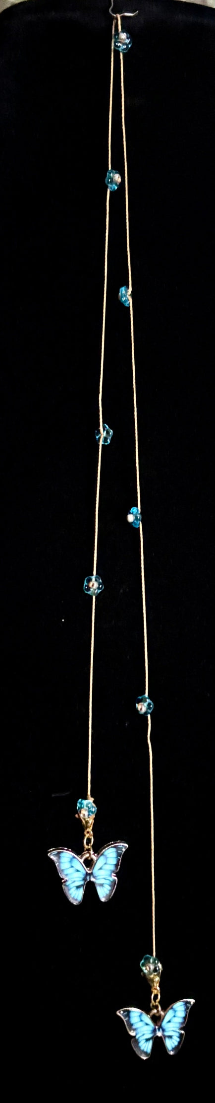 Jeweled XTension Designer Edition Repositionable Turquoise Glass Flowers on Blonde Unbreakable Thread Bonus Portable Instant END-ITs (2 Ornate Butterflies)