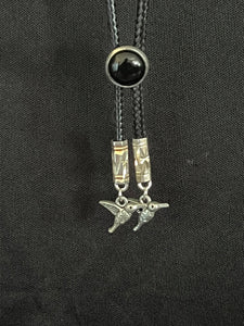 "I" CORD-IT Black Round Black Natural Gemstone/HummingBirds