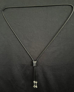 "I" CORD-IT Black Rectangular Genuine Gemstone/Designer Ornate Dangles