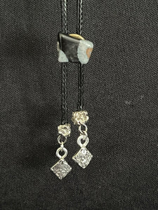"I" CORD-IT Black Abstract Genuine Gemstone/Designer Ornate Dangles