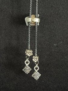 "I" CORD-IT Black Abstract Genuine Gemstone/Designer Ornate Dangles