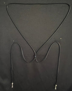 "I" CORD-IT Extra Long Black Faceted Glass Bead/Designer Ornate Dangles