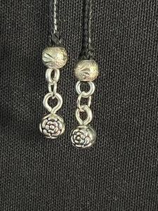 "I" CORD-IT Extra Long Black Faceted Glass Bead/Designer Ornate Dangles