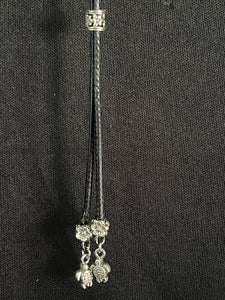 "I" CORD-IT Black Ornate Barrel Bead/Designer Ornate Dangles