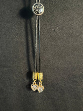 Load image into Gallery viewer, &quot;I&quot; CORD-IT Black Round Ornate Floral/Crystal Heart Dangles
