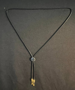 "I" CORD-IT Black Round Ornate Floral/Designer Ornate Dangles