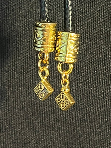 "I" CORD-IT Black Round Ornate Floral/Designer Ornate Dangles