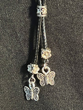 Load image into Gallery viewer, &quot;I&quot; CORD-IT Black Ornate Barrel Bead/Butterflies
