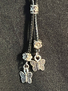 "I" CORD-IT Black Ornate Barrel Bead/Butterflies
