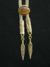 Load image into Gallery viewer, &quot;I&quot; CORD-IT Tan Oval Natural Gemstone/Feathers