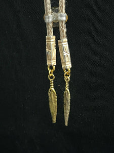 "I" CORD-IT Tan Oval Natural Gemstone/Feathers