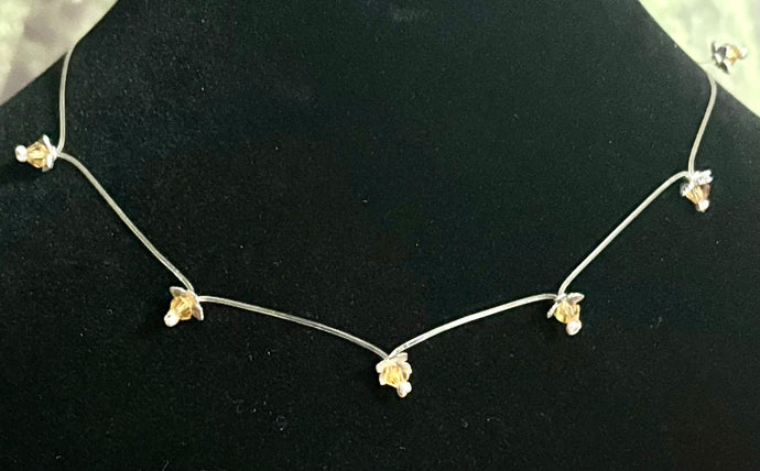Jeweled XTension Exclusive Edition Golden Faceted Crystal Buds on Stretchy Unbreakable Cord Bonus Butterfly Endings