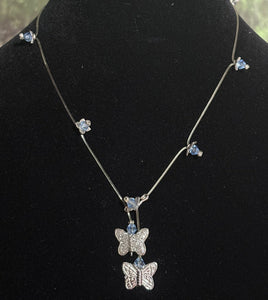 Exclusive Edition Jeweled XTension Lt. Blue Faceted Crystal Buds on Stretchy Unbreakable Cord Bonus Butterfly Endings