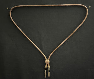 "I" CORD-IT Tan Round Natural Gemstone/Feathers