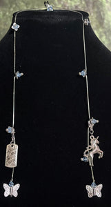 Exclusive Edition Jeweled XTension Lt. Blue Faceted Crystal Buds on Stretchy Unbreakable Cord Bonus Butterfly Endings