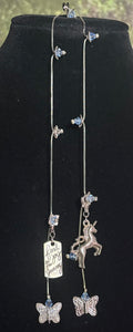 Exclusive Edition Jeweled XTension Lt. Blue Faceted Crystal Buds on Stretchy Unbreakable Cord Bonus Butterfly Endings