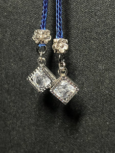 "I" CORD-IT Blue Round Natural Gemstone /Crystal Diamond Dangles
