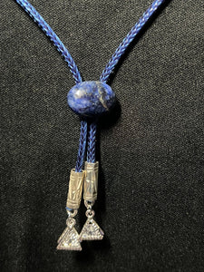 "I" CORD-IT Blue Oval Natural Gemstone/Crystal Pyramid Dangles