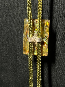 "I" CORD-IT Olive Green Rectangular Abalone Shell/Butterflies