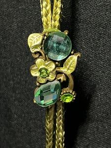 "I" CORD-IT Olive Green Rectangular Art Deco/Crystal Hearts