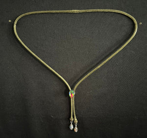 "I" CORD-IT Olive Green Faceted Aurora Teardrop/Faceted Aurora Teardrop Dangles