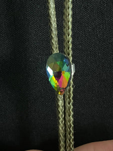 "I" CORD-IT Olive Green Faceted Aurora Teardrop/Faceted Aurora Teardrop Dangles
