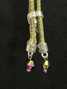 "I" CORD-IT Olive Green Faceted Aurora Teardrop/Faceted Aurora Dangles