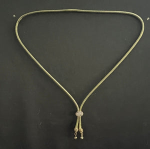 "I" CORD-IT Olive Green Faceted Misty Glass Bead/Designer Crystal Dangles