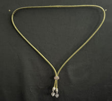 Load image into Gallery viewer, &quot;I&quot; CORD-IT Olive Green Faceted Misty Glass Bead/Crystal Heart Dangles