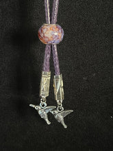 Load image into Gallery viewer, &quot;I&quot; CORD-IT Deep Mauve Marbleized Art Deco Bead/HummingBirds