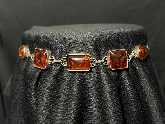 HUGGERBAND Sterling Silver Genuine Amber Stones