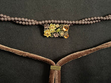 Load image into Gallery viewer, HUGGER BODY BAND Brown Glass Bead Twist Stretch Velvet Band &quot;Hope&quot;