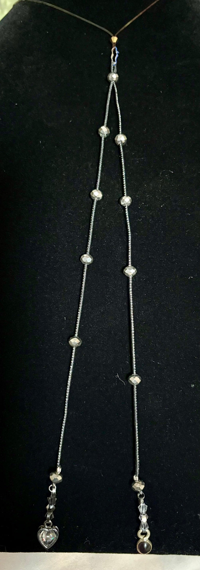 Jeweled XTension DUO Special Edition Repositionable Faceted Crystals on Metallic Black Elastic Cord Includes Silver Metallic XTension BAND-IT!  Your Choice of Instant END-ITs