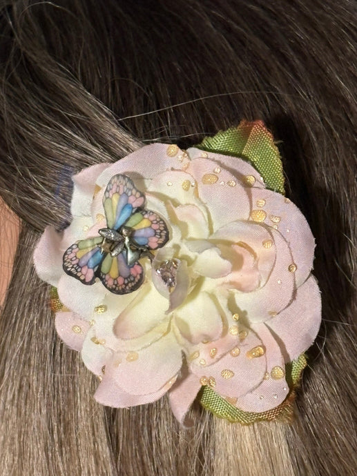 Faux Flower Pink Crystal Rose 'Butterfly Fairy'