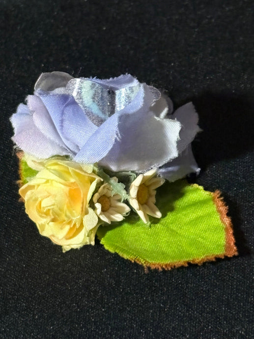 Faux Flower Blue & Yellow Rosebud Duo 'Butterfly'